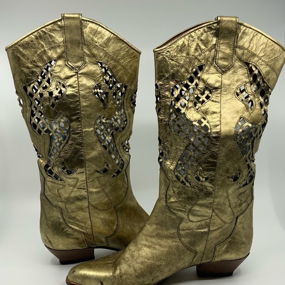 No name golden leather western boots. - Picture 15 of 16